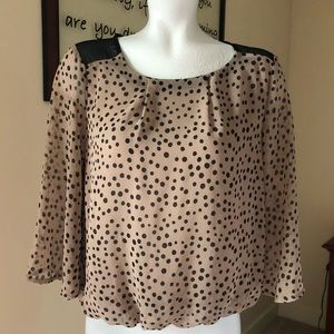 Forever 21 Tan & Black Polka Dot Career Blouse
